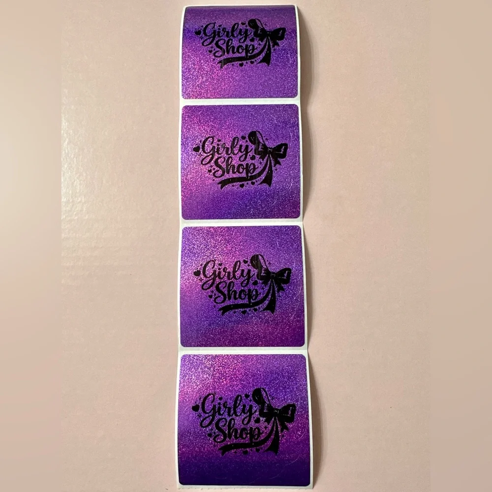 50 ct. Custom 2” Purple Shimmer Round Scalloped Sticker Labels